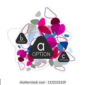 Diseño de infografías de triángulo, plantilla de diseño de fondo abstracto de moda para la presentación de información de negocios, banner de fondo de pantalla de aplicación, afiche o fondo de pantalla. Ilustración del vector