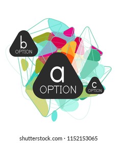 Diseño de infografías de triángulo, plantilla de diseño de fondo abstracto de moda para la presentación de información de negocios, banner de fondo de pantalla de aplicación, afiche o fondo de pantalla. Ilustración del vector
