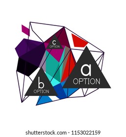 Triangle infographics design layout, trendy abstract background layout template for info business presentation, options app wallpaper banner, poster or wallpaper. Vector illustration