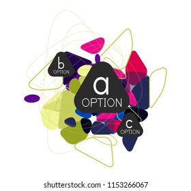 Diseño de infografías de triángulo, plantilla de diseño de fondo abstracto de moda para la presentación de información de negocios, banner de fondo de pantalla de aplicación, afiche o fondo de pantalla. Ilustración del vector