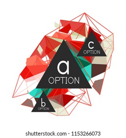 Triangle infographics design layout, trendy abstract background layout template for info business presentation, options app wallpaper banner, poster or wallpaper. Vector illustration