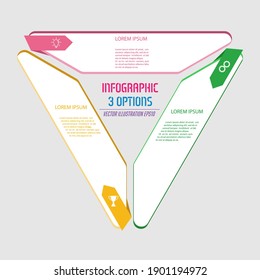 infografía triangular. El diagrama triangular se divide en 3 partes.
Estrategia comercial, programa de desarrollo de proyectos o etapas de capacitación. Diseño plano.