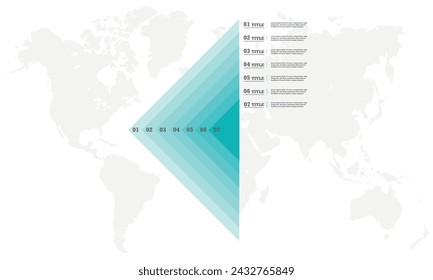Triangle infographics diagram step by step in a series of circle. diagram with 7 options, processes.
