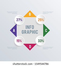 Triangle informatical infographics template design. Business concept infograph with 4 options, steps, or processes. Vector visualization can be used for workflow layout, diagram, annual report, web