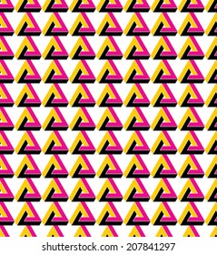 Triangle inspired texture background, continuous multicolored pattern with geometric figures, can be used for design and textile.