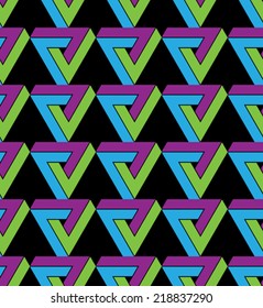 Triangle inspired texture background, continuous multicolored pattern with geometric figures, can be used in graphic and web design.