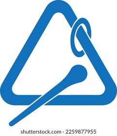 Triangle instrument icon, musical instrumental icon blue vector