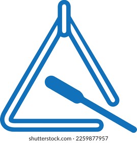 Triangle instrument icon, musical instrumental icon blue vector