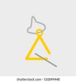 triangle instrument icon,flat design