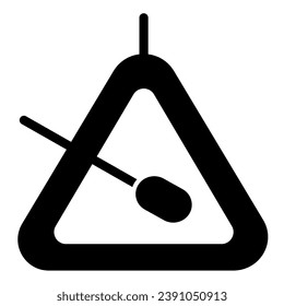 Icono sólido del instrumento triangular. Ilustración vectorial de instrumento de percusión aislada en blanco. Diseño de estilo glifo de instrumentos musicales, diseñado para web y aplicación. Eps 10