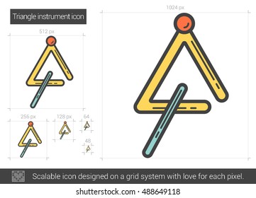 Triangle instrument vector line icon isolated on white background. Triangle instrument line icon for infographic, website or app. Scalable icon designed on a grid system.