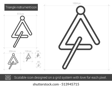 Triangle instrument vector line icon isolated on white background. Triangle instrument line icon for infographic, website or app. Scalable icon designed on a grid system.