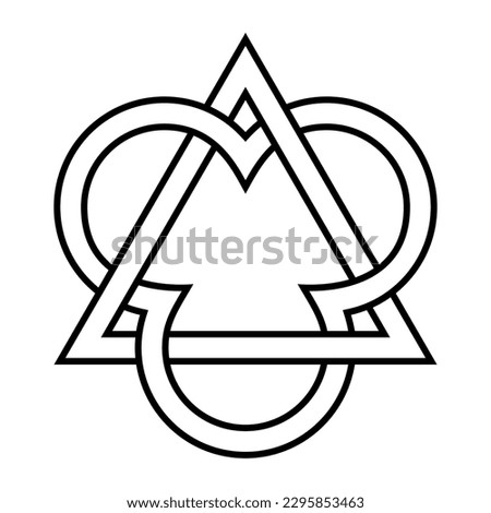 Triangle interlaced with three segments of a circle, an emblem of the Trinity. Three circles representing the coeternal and consubstantial persons Father, the Son Jesus Christ and the Holy Spirit.