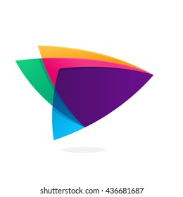 Triangle intersection icon. Multicolor vector for corporate identity, card, labels or posters.