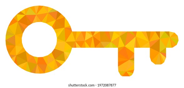Triangle key polygonal icon illustration. Key lowpoly icon is filled with triangles. Flat filled abstract mesh symbol based on key icon.