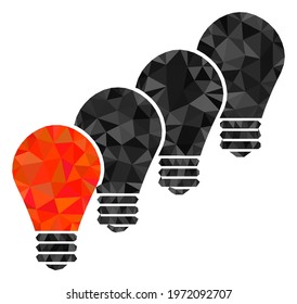 Triangle lamp bulbs polygonal symbol illustration. Lamp Bulbs lowpoly icon is filled with triangles. Flat filled geometric mesh symbol based on lamp bulbs icon.