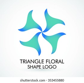 Triangle leaf circular abstract vector and logo design or template connection business icon of company identity symbol concept