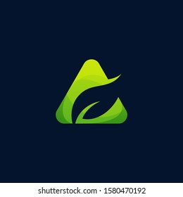 Triangle with Leaf Colorful Designs Concept illustration Vector Template. Suitable for Creative Industry, Multimedia, entertainment, Educations, Shop, and any related business