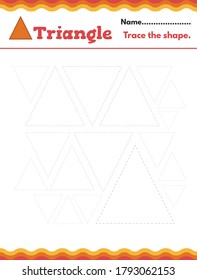 Triangle Learn shapes and geometric figures. Preschool or kindergarten worksheet. Vector illustration
