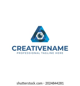 Triangle Lens Logo, suitable for any business related to lens with A initials or triangle..