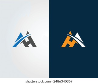 Triangle letter AH or HA monogram logo design inspiration vector template.