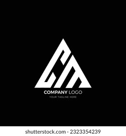 triangle letter C M creative monogram logo svg