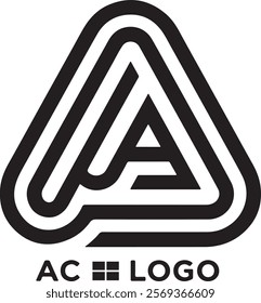 Triangle letter CA modern shape alphabet creativ monogram logo.CA logo.AC logo.