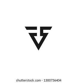 Triangle letter FS graphic logo template, simple flat design.