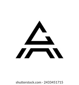 Triángulo letra a h c inicial creativa forma única moderna monograma línea arte logo