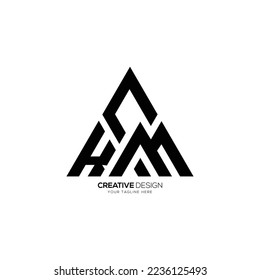 Triangle letter K C M modern logo