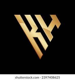 Diseño del logotipo de la letra triangular KH