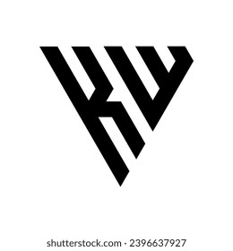 Diseño de logotipo de carta triangular KW