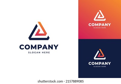 Letra triangular A L diseño de logotipo vectorial elegante, diseño de logotipo técnico abstracto geométrico