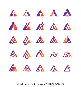 triangle - letter a logo collection with various styles and niches