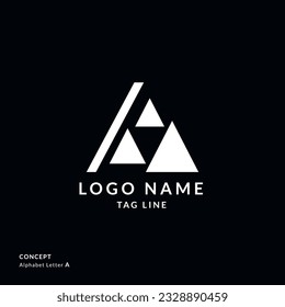 Conceptos del logotipo del triángulo A de la letra, letras alfabéticas Logotipo, majestuosidad del logotipo