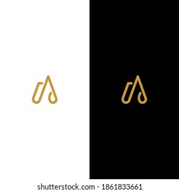 Triangle A Letter Logo. DESIGN Elegant and modern letter A logo, luxury gold triangle lettering
