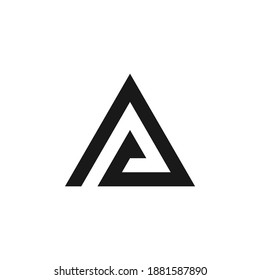 Letra triangular a diseño de logotipo aislado en fondo blanco. Logo De La Carta Resumen Creativa. Diseño del logotipo del triángulo para la letra A