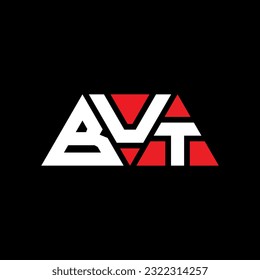 BUT triangle letter logo design with triangle shape. BUT triangle logo design monogram. BUT triangle vector logo template with red color. BUT triangular logo Simple, Elegant, and Luxurious design