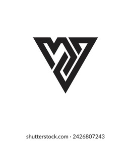 Triángulo Letra MJ Logo Diseño Vector