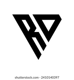 Diseño de logotipo de letra triangular RD