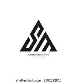 Triangle letter s m creative monogram logo