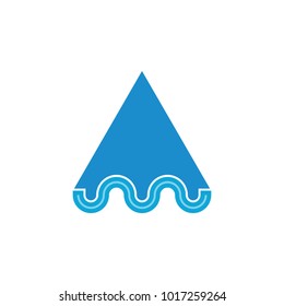 Triangle or A letter with sea wave logo design vector