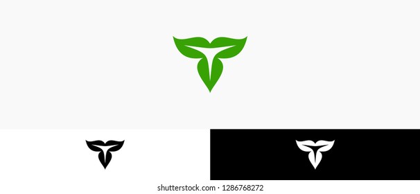 Triangle Letter T Leaf Icon / Logo Template