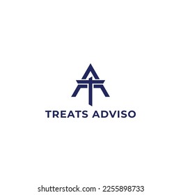Abstrakter Anfangsbuchstabe TA oder AT-Logo in blauer Farbe einzeln auf weißem Hintergrund angewendet für Unternehmen und Consulting Unternehmen Logo auch für die Marken oder Unternehmen haben Erstname AT oder TA.