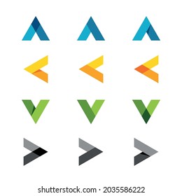 Triangle Letter V, Letter A, Arrow signs Icon Vector Logo Template