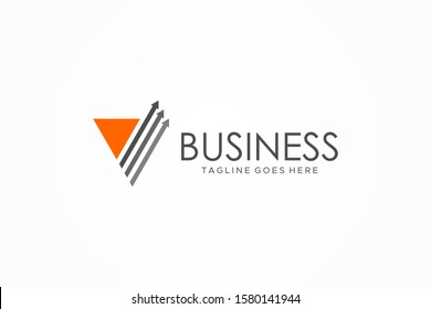 Triangle Letter V Arrow Up Business Logo. Flat Vector Logo Design Template Element