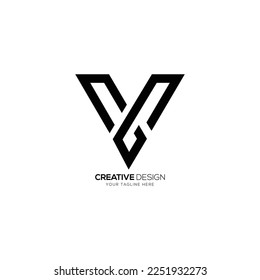 Triangle Letter V G Line Art Monogramm Logo