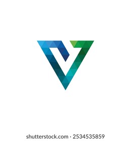 Dreieckiger Buchstabe V Logo, Vektorvorlage