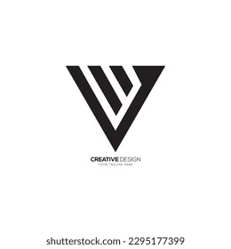 Letra triangular V W espacio negativo logotipo monográfico único moderno