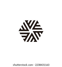 Dreiecksbuchstaben M, geometrisches Hexagon-Symbol, einfacher Logo-Vektorgrafik